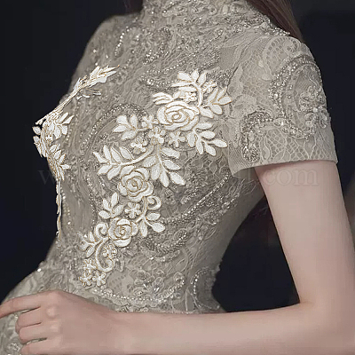 3 пара 3 стильных аппликаций с компьютерной вышивкой из полиэстера с рисунком розы DIY-FG0003-96-1