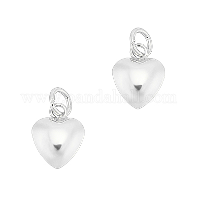 2 шт. 925 подвески в виде объемного сердца из стерлингового серебра с соединительными кольцами STER-UN0001-61S-1
