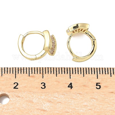 Латунные серьги-кольца из прозрачного кубического циркония EJEW-D323-02G-1