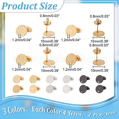 24 шт. 12 шт. фурнитура для сережек из нержавеющей стали 304 STAS-AR0002-01-1