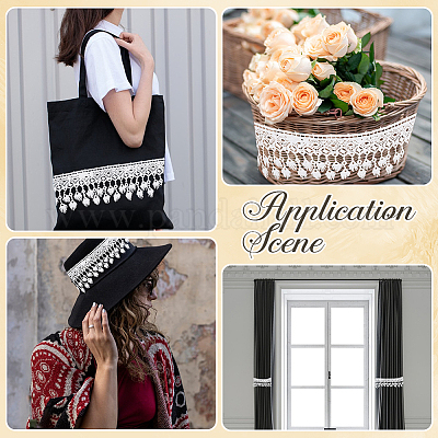 Отделка кружевом с кисточками из полиэфирной пряжи OCOR-WH20007-217B-1