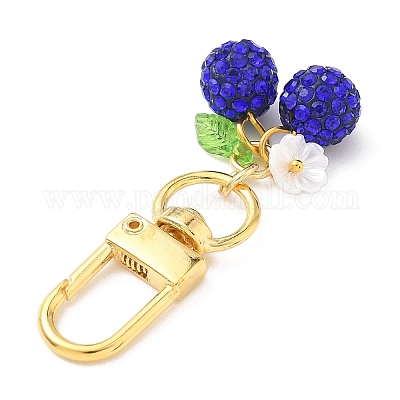 Украшения из полимерной глины со стразами вишневый кулон HJEW-JM03269-02-1