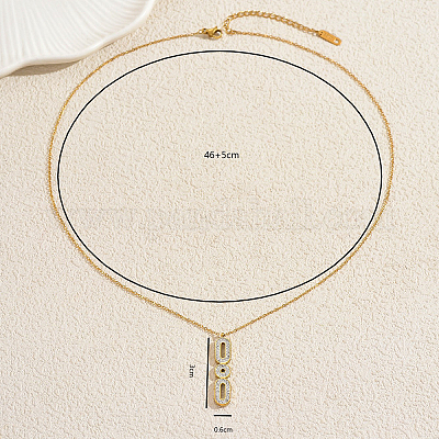 Женские ожерелья с геометрическим овалом из нержавеющей стали с микропаве из прозрачных кубических цирконий JD6155-1