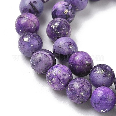 Нити из окрашенных натуральных доломитовых бусин G-D337-8mm-D03-1