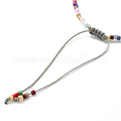 Регулируемые нейлоновые шнур плетеный браслеты из бисера BJEW-P256-B14-1