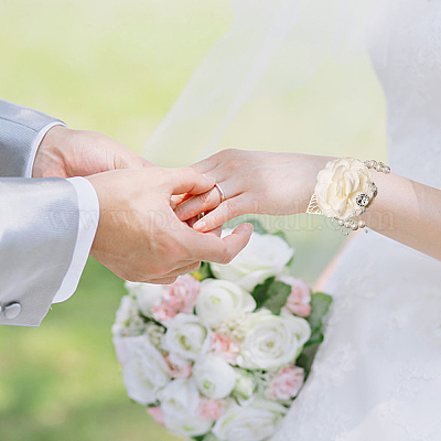 Запястье с имитацией цветка из шелковой ткани AJEW-WH0285-18A-1