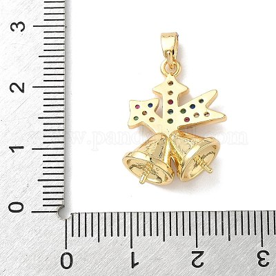 Рождественский латунный подвес с микропаве из кубических цирконий&nbsp;LS-KK-K305-09G-1