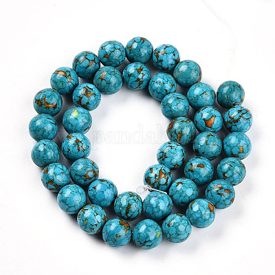 Окрашенные синтетической бирюзы круглые бусины пряди TURQ-Q100-01C-01-01-1