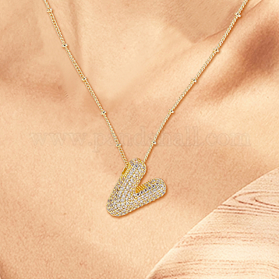 1 шт. латунные подвески в виде букв с микропаве из кубического циркония NJEW-LP0001-43V-G-1