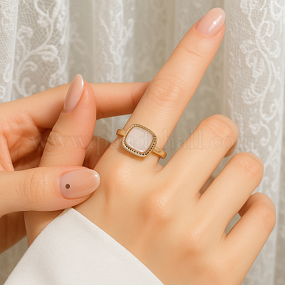 6 шт. 3-х цветные регулируемые манжетные кольца из сплава и смолы для женщин RJEW-HY0001-34-1