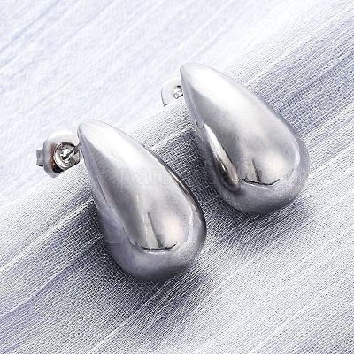 Серьги-гвоздики из латуни в форме каплевидной формы EJEW-Q015-20A-P-1