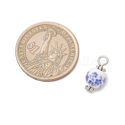 Подвески из фарфора и керамики с цветочным принтом ручной работы PALLOY-JF04143-01-1