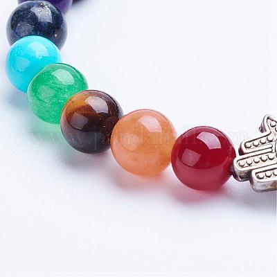 Браслеты из натурального черного агата (окрашенного и нагретого) с бусинами BJEW-P072-F06-1