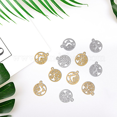 16 шт. 4 стильных текстурированных подвески из нержавеющей стали 304 STAS-DC0013-03-1