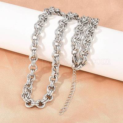 女性用7mm 304ステンレススチール製ダブルリンクチェーンネックレス 