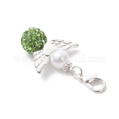 6 шт. подвеска в виде ангела из полимерной глины и хрустальных стразов HJEW-JM04543-1