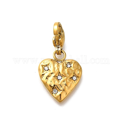 Подвеска в форме сердца из нержавеющей стали 304 со стразами STAS-R159-50G-03-1