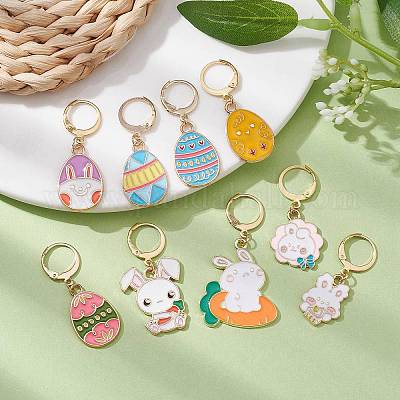 Подвеска из эмали из сплава пасхальный кролик и яйцо HJEW-JM01310-1