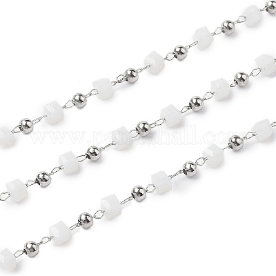 Кубическое стекло и 201 цепь из нержавеющей стали с бусинами CHS-A015-05P-1