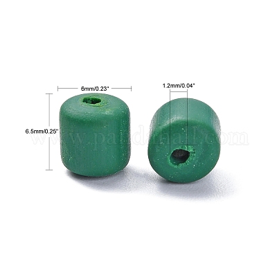 Handmade Polymer Clay Bead Strands, Column, Dark Green, 6.5x6mm, Hole:  1.2mm, about 61pcs/strand, 15.75 inch(40cm)