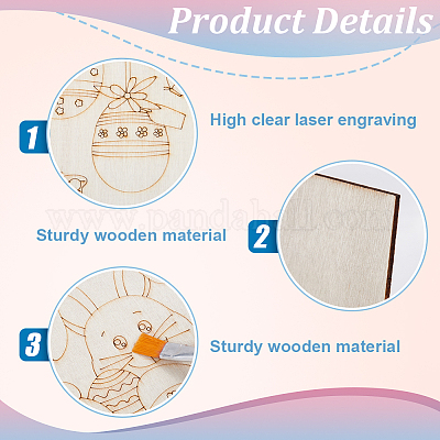 1 комплект необработанных деревянных подвесных украшений для самостоятельной росписи WOOD-SP0001-32-1