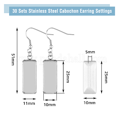 Набор для самостоятельного изготовления сережек в форме прямоугольного купола STAS-DC0015-38-1
