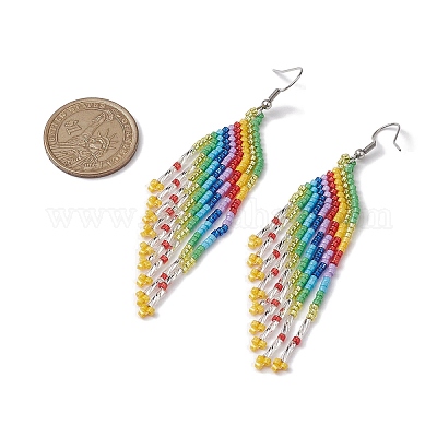 Серьга-гвоздик из нержавеющей стали 304 со стеклянным подвесом EJEW-MZ00177-1