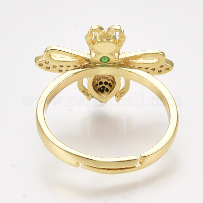 Регулируемые латунные кольца из микро-паве циркония RJEW-S044-015-1