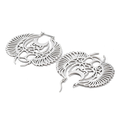 Некорневая нержавеющая сталь 304 серьги-кольца в форме летучей мыши для женщин EJEW-R156-08P-1