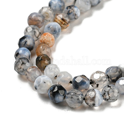 Brins de perles d'agate craquelée de feu naturel&nbsp;X-G-R344-4mm-24-1