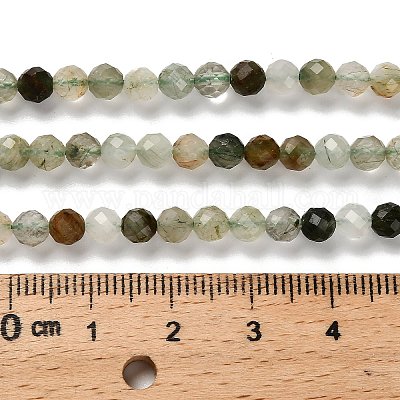 Нити бусин из натурального зеленого рутилированного кварца&nbsp;LS-G-RM2025-A14-4mm-1