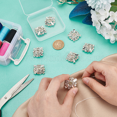 Латунная пуговица с 1 отверстием и стеклянными стразами на ножке BUTT-WR0001-21-1