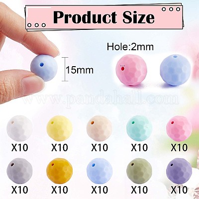Wholesale 100Pcs Silicone Beads 15mm Multifaceted Round Silicone