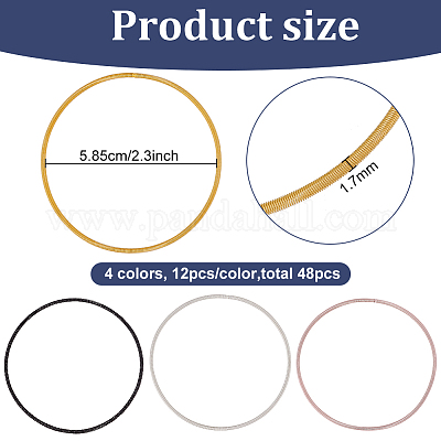 48шт. набор браслетов-змей из круглой стальной проволоки 4 цветов BJEW-BC0001-05-1