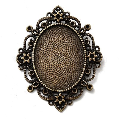 Тибетский стиль сплава горный хрусталь и овальные сеттинги лотка кабошон TIBEP-5436-AB-LF-1