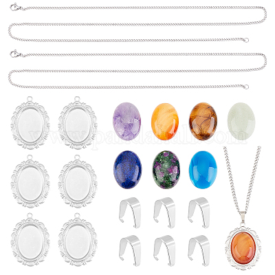 Набор для самостоятельного изготовления ожерелья с подвеской из натурального смешанного камня DIY-UN0003-11-1