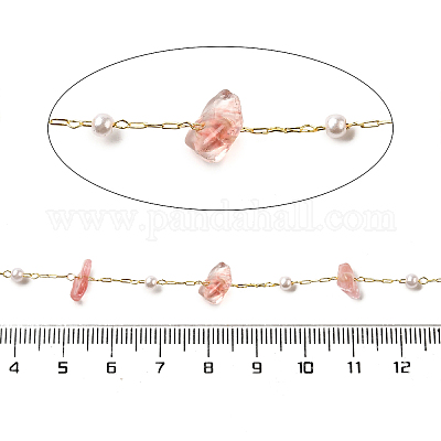 Цепочки из бисера ручной работы из вишневого кварцевого стекла CHC-F020-02G-03-1