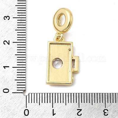 Европейские подвески-подвески из латуни с паве из прозрачного кубического циркония KK-C137-15G-1