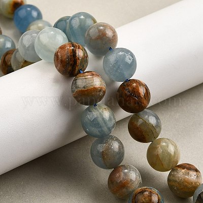 Нити из натурального голубого кальцита G-H312-C02-12mm-1