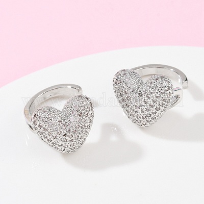 Латунные серьги-манжеты из прозрачного кубического циркония EJEW-Z111-03P-02-1