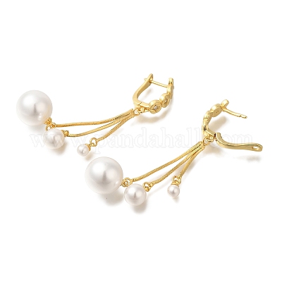 Серьги-кольца с кисточками из латуни с микропаве из прозрачного кубического циркония EJEW-H016-09G-1