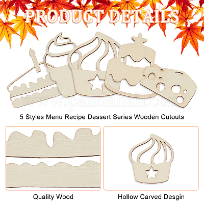 100 шт. 5 стиля необработанных деревянных вырезов WOOD-OC0002-86-1