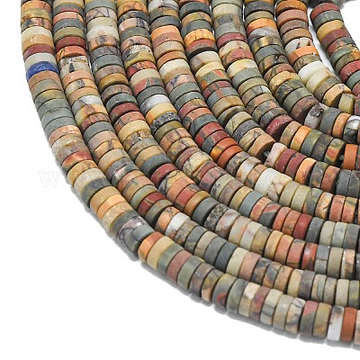 Нити бусин из натуральной красной яшмы пикассо/полихромной яшмы&nbsp;G-P575-B10-4x1mm-1