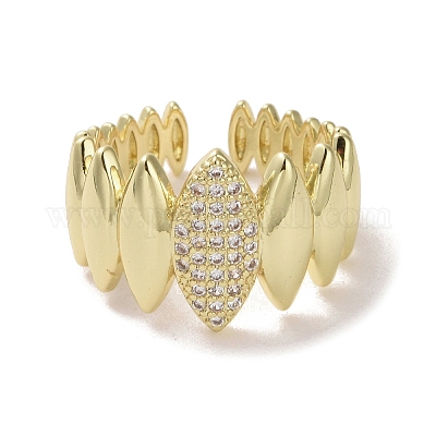 Открытое кольцо-манжета из латуни с микропаве из кубического циркония RJEW-K256-47G-1