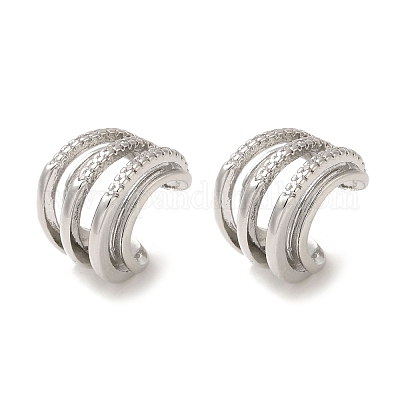 Серьги-каффы из латуни с микро-паве EJEW-P280-18P-1