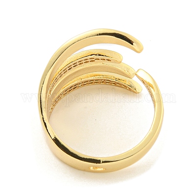 Открытые манжеты из латуни с микропаве и прозрачным цирконием для женщин RJEW-L121-005G-1