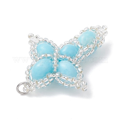 Окрашенная синтетическая императорская яшма с подвесками из стеклянных бусин PALLOY-MZ01119-04-1