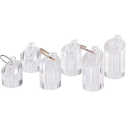 FINGERINSPIRE 6Pcs Clear Acrylic Jewelry Display Stand Ring Showcase Display Holder 3Pcs/Set(3 Heights RDIS-FG0001-05-1