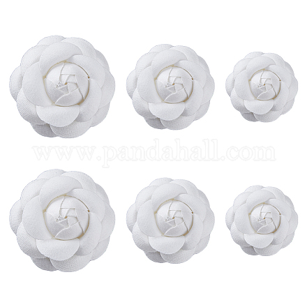 SUPERFINDINGS 6Pcs 3 Size Camellia Shaped Velet Lapel Pins JEWB-FH0001-34-1