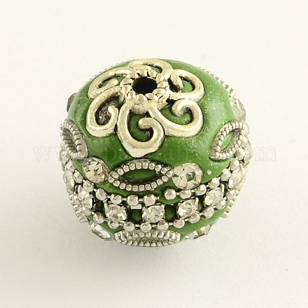 Round Handmade Rhinestone Indonesia Beads IPDL-Q036-18B-1